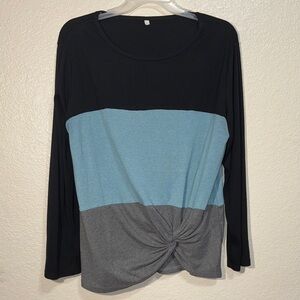 2XL Women’s Plus Size Colorblock Tunic Top Black Blue Gray